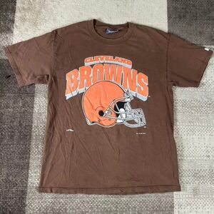 Vintage Lee Sport Cleveland Browns Football Helmet T Shirt Mens Size L Brown NFL